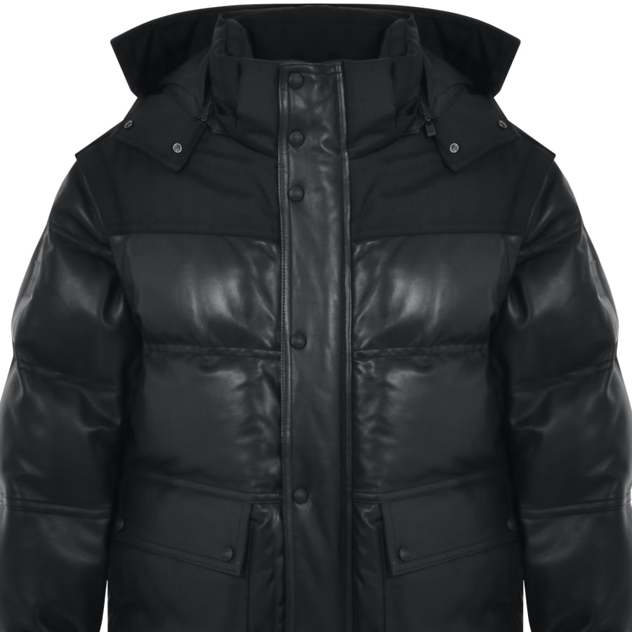 BOSS Jolam Leather Puffer Jacket Black